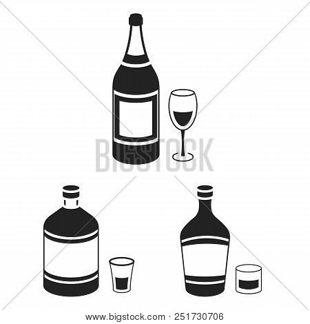 Types Of Alcohol Black Icons In Set Collection For Design. Alcohol In Bottles Vector Symbol Stock  I