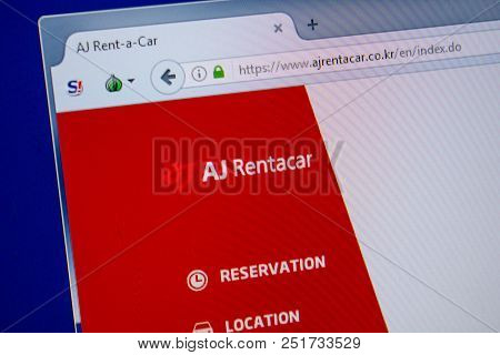 Ryazan, Russia - July 11, 2018: Ajrentacar.co.kr Website On The Display Of Pc