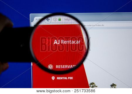 Ryazan, Russia - July 11, 2018: Ajrentacar.co.kr Website On The Display Of Pc