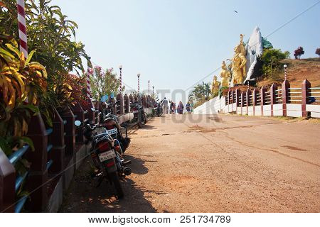Street in Murdeshwar. Uttara Kannada, Karnataka, India. March, 2014