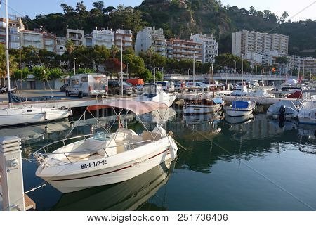Blanes, Costa Brava, Spain, June 29, 2018. Port of Blanes