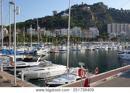 Blanes, Costa Brava, Spain, June 29, 2018. Port of Blanes
