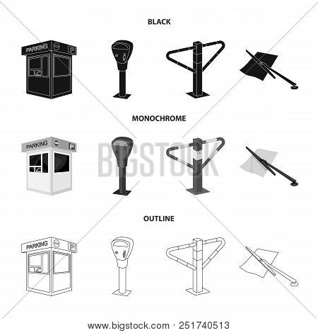 A Parking Lot, A Parking Meter, A Check For Services, A Barrier. Parking Zone Set Collection Icons I