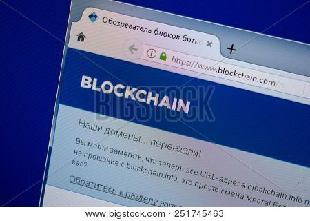 Ryazan, Russia - July 11, 2018: Blockchain.com Website On The Display Of Pc