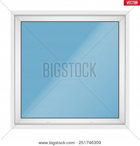 Square Metal Plastic Pvc Window With One Sash And One Opening Casement. Outdoor View. Presentation O