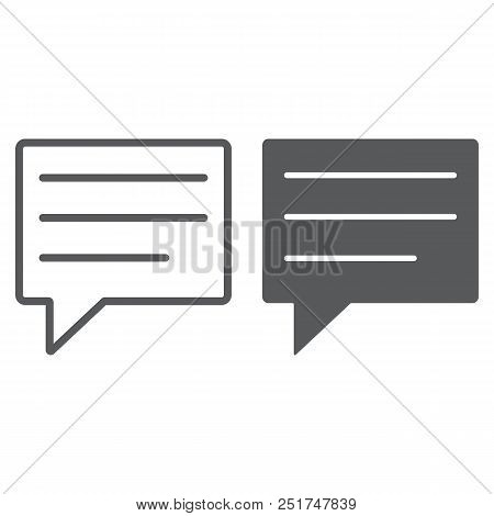 Text Message Line And Glyph Icon, Dialog And Chat, Soeech Bubble Messgae Sign, Vector Graphics, A Li