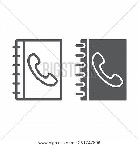 Phone Book Line And Glyph Icon, Contact And Telephone, Adress Book Sign, Vector Graphics, A Linear P