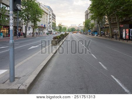 Belgrade, Serbia - May 04, 2018: Evening View On Bulevar Kralja Aleksandra Boulevard.