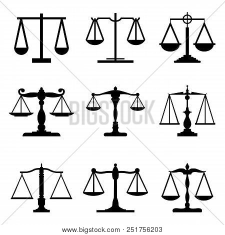 Vintage Mechanical Balance Scales Fair Equal Judge Icons Vector