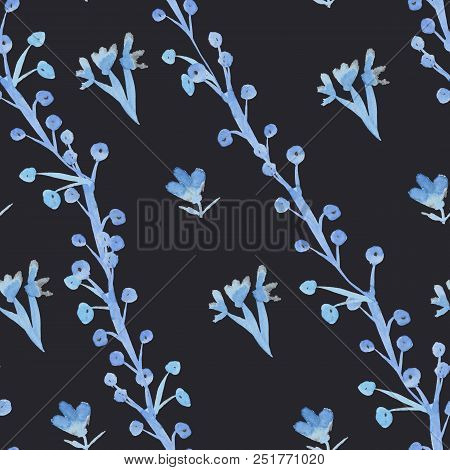 Simlpe Seamless Floral Pattern. Abstract Watercolor Free Hand Drawn Illustration For Wrapping, Backg