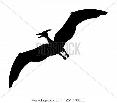 Pterosauria Silhouette Dinosaur Jurassic Prehistoric Animal. Vector Illustration