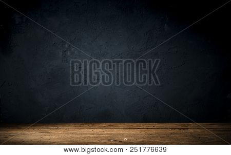 Old Wood Table With Smoke In The Dark Background.
