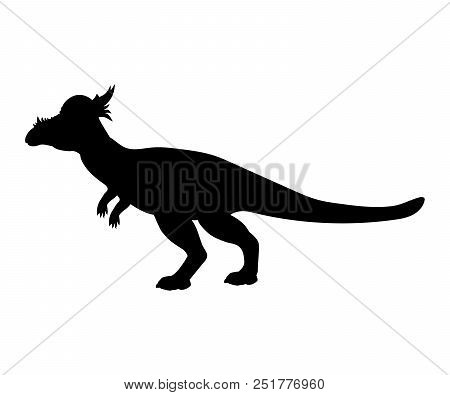 Stygimoloch Silhouette Dinosaur Jurassic Prehistoric Animal. Vector Illustration