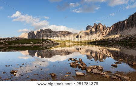 Lago Dei Piani At Sunset, Tre Cime, Italian Dolomites