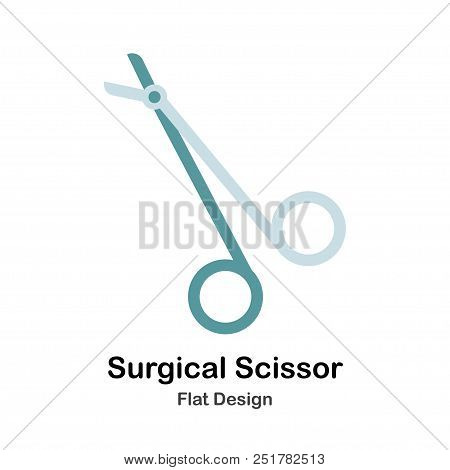 Surgical Scissors In Flat Vector Illustration Design Icon