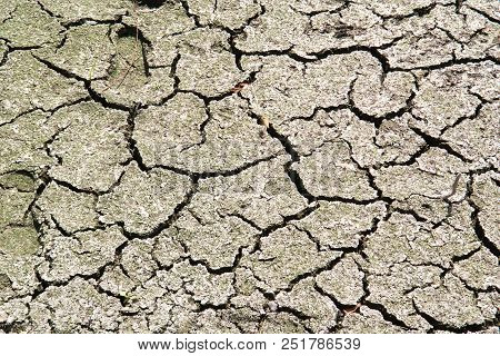 Dry Cracked Earth Due To Hot Weather And Drought