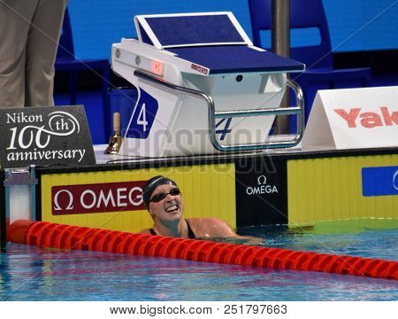 Budapest, Hungary - Jul 25, 2017. Competitive Swimmer Ledecky Katie (usa) Winner Of The 1500m Freest