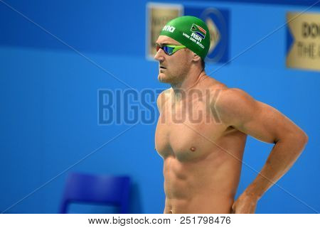 Budapest, Hungary - Jul 25, 2017. Competitive Swimmer Van Der Burgh Cameron (rsa) In The 50m Breasts
