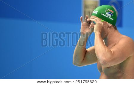 Budapest, Hungary - Jul 25, 2017. Competitive Swimmer Van Der Burgh Cameron (rsa) In The 50m Breasts