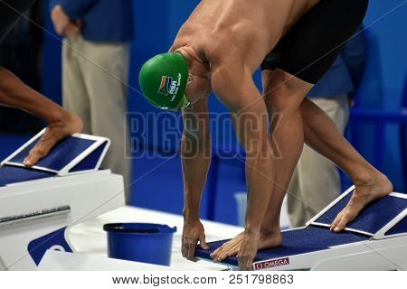 Budapest, Hungary - Jul 25, 2017. Competitive Swimmer Van Der Burgh Cameron (rsa) In The 50m Breasts