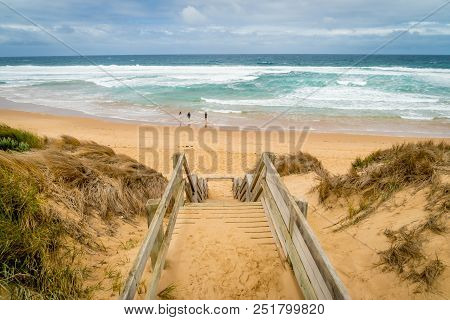 Stairs Going Down To The Beach In Woolamai On Phillip Island In Australia