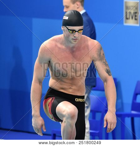 Budapest, Hungary - Jul 25, 2017. Competitive Swimmer Peaty Adam (gbr) In The 50m Breaststroke Semif