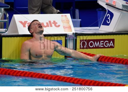 Budapest, Hungary - Jul 25, 2017. Competitive Swimmer Peaty Adam (gbr) In The 50m Breaststroke Semif