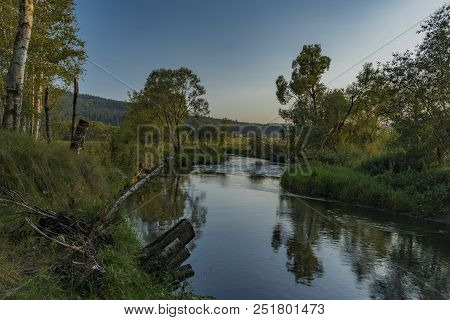 Tepla Vltava River Near Soumarsky Most Village And Camping Place