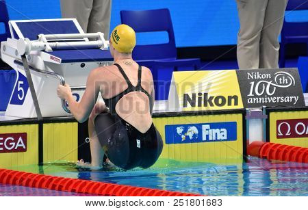 Budapest, Hungary - Jul 25, 2017. Competitive Swimmer Seebohm Emily (aus) In The 100m Backstroke Fin