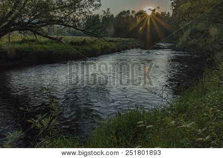 Tepla Vltava River Near Soumarsky Most Village And Camping Place