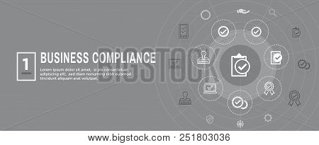In Compliance Web Banner W Icon Set  - Shows A Company Passed Inspection