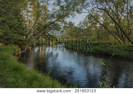 Tepla Vltava River Near Soumarsky Most Village And Camping Place