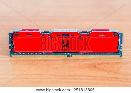 Pruszcz Gdanski, Poland - June 13, 2018: Red Goodram Irdm X Ddr4.