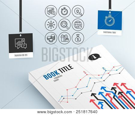 Set Of International Love, Search Love And Timer Icons. Surprise Package, Tips And Energy Signs. Net