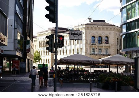 Saarbruecken, Germany - July 29: A Cafe In The City Center Of Saarbruecken At The Europa-gallery On 