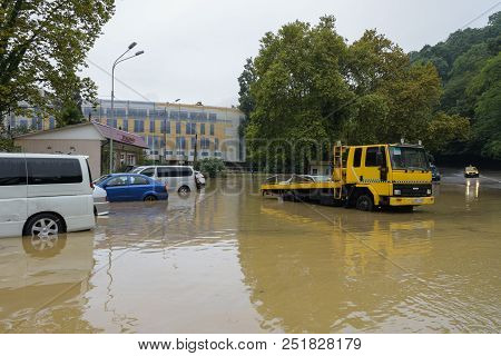 Sochi, Russia - 15 July 2018: Flooding After Heavy Rains In Matsesta District