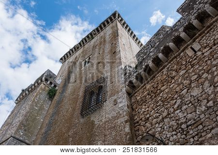 Architecture Design Detail Of Caetani Stone Medieval Castle. Beautiful Wallpaper Background. Sermone