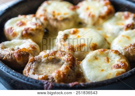 Stuffed Mushrooms With Cheese On The Pot, Georgian Cuisene
