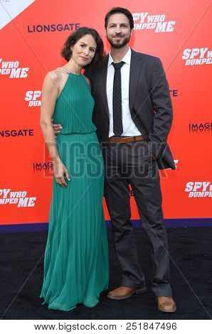 LOS ANGELES - JUL 25:  Miriam Novak and Daniel Hackbarth arrives to 'The Spy Who Dumped Me' Los Angeles Premiere  on July 25, 2018 in Hollywood, CA                