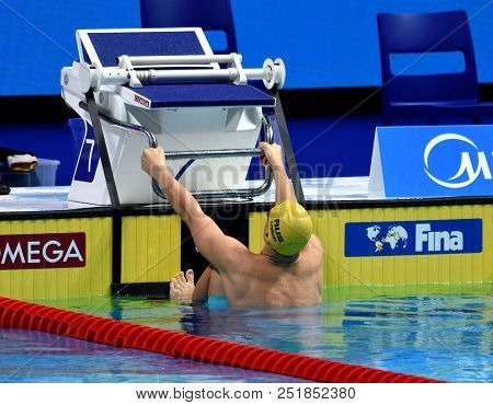 Budapest, Hungary - Jul 25, 2017. Competitive Swimmer Larkin Mitchell (aus) In The 100m Backstroke F