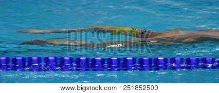 Budapest, Hungary - Jul 25, 2017. Competitive Swimmer Larkin Mitchell (aus) In The 100m Backstroke F