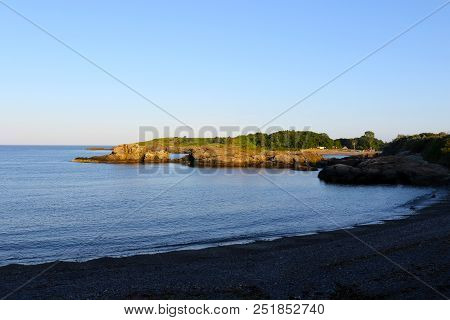 Beach Landscape Of Nahant, Massachusetts In The Summer Time At Dusk.
