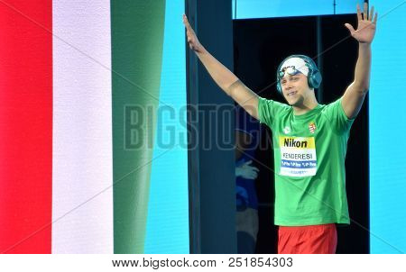 Budapest, Hungary - Jul 25, 2017. Competitive Swimmer Kenderesi Tamas (hun) In The 200m Butterfly Se