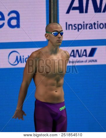 Budapest, Hungary - Jul 25, 2017. Competitive Swimmer Cseh Laszlo (hun) In The 200m Butterfly Semifi