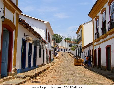 Ouro Preto, Brazil. November 10 Th 2016. Street In The Famous Of Historical Town Ouro Preto Minas Ge