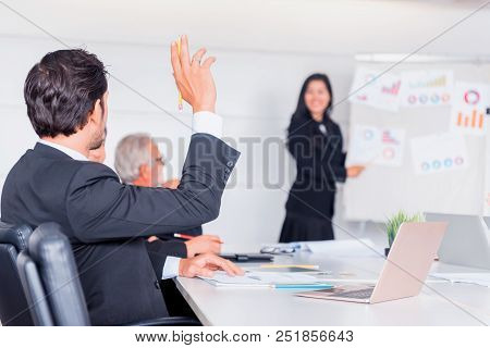 Personal Development, Coaching And Training Course For Business Teamwork. Meeting And Discussing Wit