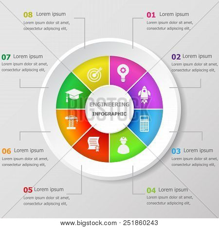 Infographic Design Template With Engineering Icons, Stock Vector