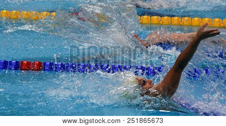 Budapest, Hungary - Jul 26, 2017. Competitive Swimmer Lindborg Ida (swe) And Seebohm Emily (aus) Swi