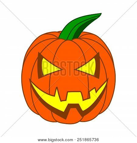 Cute Cartoon Halloween Pumpkin With Funny Face, Isolated On White Background For Your Design, Game. 