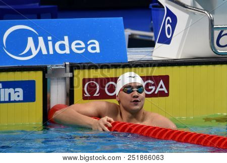 Budapest, Hungary - Jul 26, 2017. Competitive Swimmer Schooling Joseph (sgp) Swimming 100m Freestyle